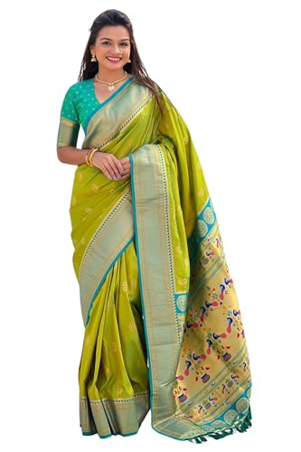 Image of SGF11 Women's Paithani Soft Lichi Silk Kanjivaram Sarees With Blouse Piece