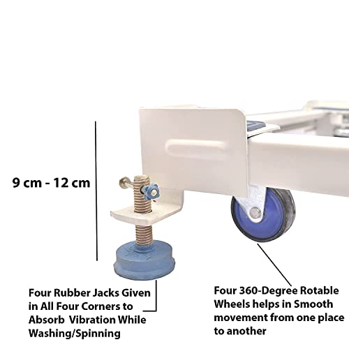 Image of BOLIDE Heavy Duty Adjustable Front and Top Load Washing Machine /Dishwasher /Air Cooler Trolley with Wheels (Blue)