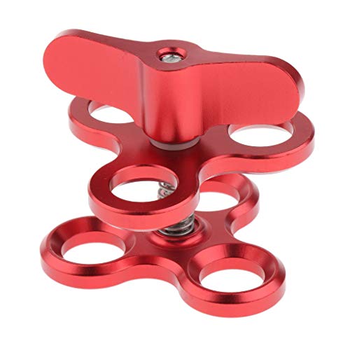 D DOLITY 1Inch Standard Ball Clamp with Cut Outs for The 1inch Ball Underwater Light Arm System Red
