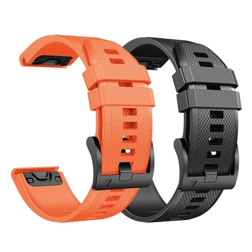 Bracelet Quickfit 22mm noir et orange pour montres Garmin Fenix et Forerunner