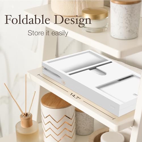 image for Bambüsi Bathtub Tray Table - Collapsible & Adjustable Bathtub Caddy -