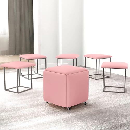 Pouf gigogne en cuir d'exception, tabouret de canapé mobile luxe - 5