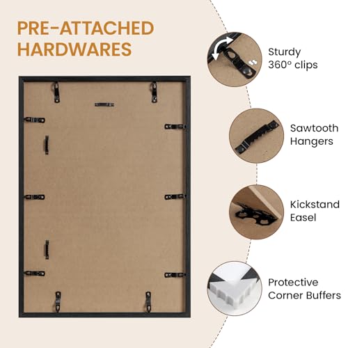 Image of 14x20 Picture Frame Oak Wood,14 inchx20 inchBlack Color Wooden Frames with Tempered Glass,20x14 inch Wall Gallery Poster Frame with No Mat,14 by 20 Frames Horizontal and Vertical for Wall Mounting