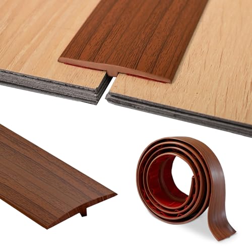 Perfil de transición autoadhesivo, perfil en T, barra de transición 5cm x 100 cm, PVC en forma de T, barra de transición para umbrales de puertas y suelos de conexión de baldosas laminadas