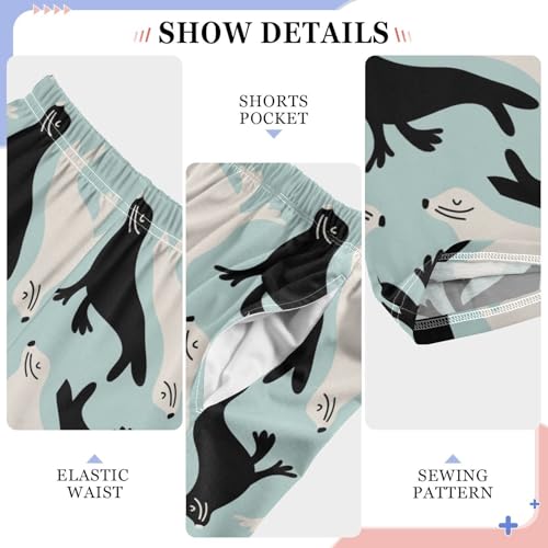 ZZXXB Lovely Seal Boys Long Pants Soft Trousers Elastic Waist Kids Lounge Bottoms with Pockets S-XL4