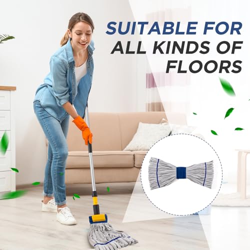 Image of Hushee 6 Pack Large Microfiber Tube Mop Heads 18 oz Heavy Duty Commercial Industrial Wet Mop Head Refill Reusable Machine Washable Looped End Mopheads for Hardwood, Tile, Laminate Floors (Grey)