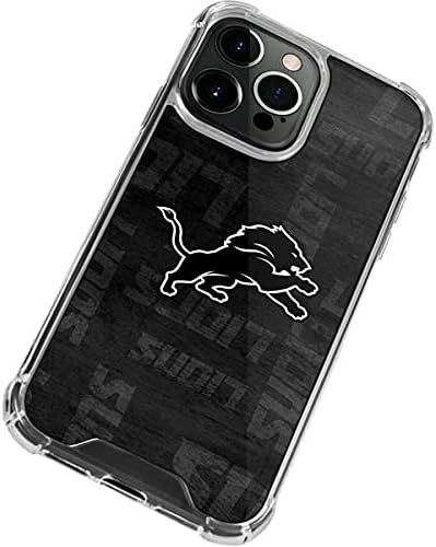 Skinit Clear Phone Case Compatible with iPhone 13 Pro - Officially Licensed NFL Detroit Lions Black & White Design