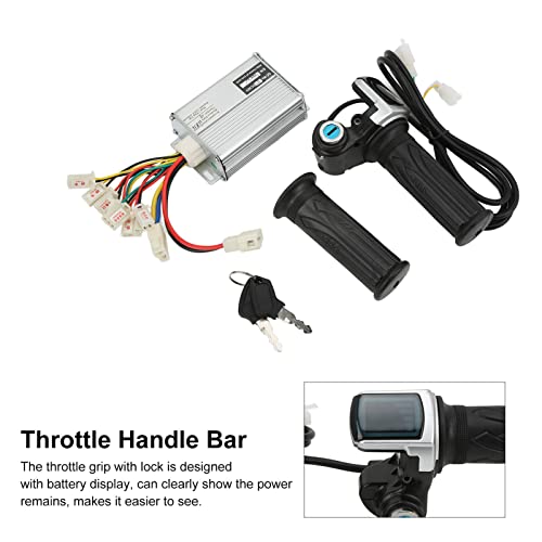 Image of KIMISS 1000W Brushed Motor Speed Controller with Locking Throttle Grip & Battery Display, 36V Electric Bike Controller for Mini Bike, Handlebar Grip