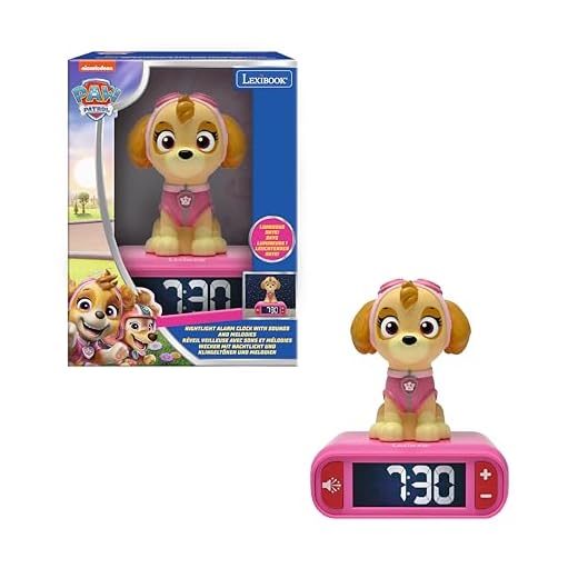 LEXIBOOK, La Patrulla Canina, Reloj Despertador con Luz Nocturna, Sonidos y Melodías, Pantalla LCD Retroiluminada, Luminoso, Snooze, RL800PAG