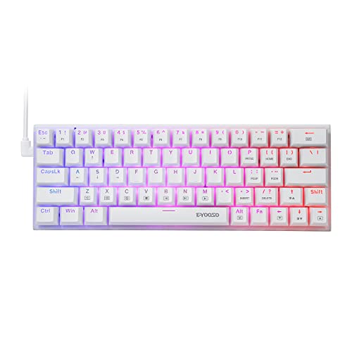 60% Mechanical Gaming Keyboards 63 Key E-YOOSO Z-22 Type-C Wired Keyboards RGB Backlit for Laptop Computer PC(Red Switches)