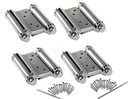 2 Paires de Charnières de Porte Battante de Saloon Café Comptoir Freegate à Double Action en Acier Inoxydable Réglable Parfait à Fermeture Automatique 76mm 3inch Cover