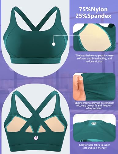 Image of Cordaw Pickleball Sports Bras for Women High Support, Molded Cup Crisscross Back High Impact Workout Yoga Bra