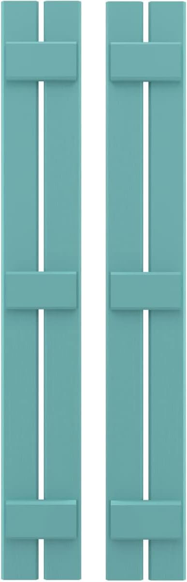 Ekena Millwork ARW401SB207X70PTH Americraft Two 3 Exterior Real Wood Spaced Board-n-Batten Shutters (Per Pair), Pure Turquoise