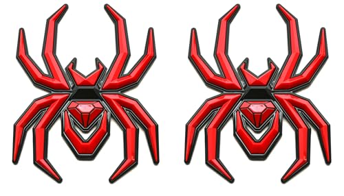 Image of 2Pcs Custom Spider Emblems Left Right Car Badge for Universal Car Body Motorcycle SUV Widow Door Edition Decoration (Red)