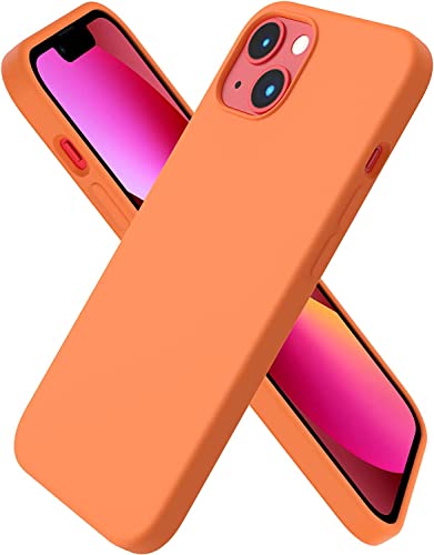 Image of MIDOS Back Cover Compatable with iPhone 13 Liquid Silicone Case Full Protection Shock Proof Back Cover for iPhone 13 (Orange)