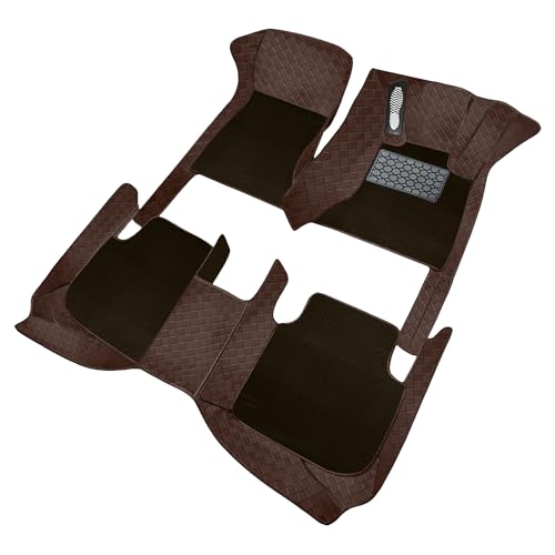 Image of Antiskid Luxurious 9D Car Mat Full Set for Tesla Model Y 2025 | Luxury Leather Dual-Stitch Full Set 9D Car Floor Mat || 100% Waterproof ||Color: Coffee Coffee