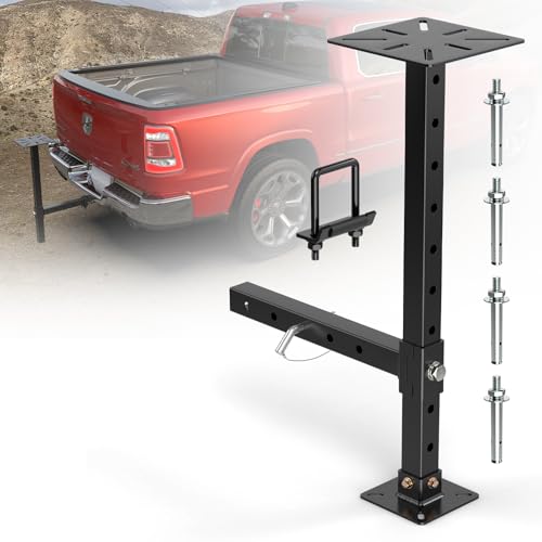 Image of Heavy-Duty Hitch Mount Vise Plate/Bench Grinder Stand Work Table 9.45”x9.45”, Hitch Vise Holder with Adjustable Height, Universal Fit for 2-Inch Receiver