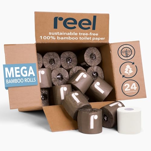 Reel Premium Toilet Paper - 24 Rolls of Toilet Paper - 3-Ply Made From Tree-Free - Zero Plastic...