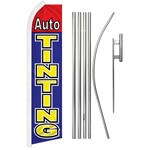 Auto Tinting Swooper Feather Advertising Flag & Pole Kit - Perfect for Auto Shops, Dealerships, Car pros