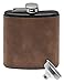 Outdoor Saxx® - Petaca de acero inoxidable, diseño de piel de ante, bolsillo en el pecho, botella de bolsillo, embudo de llenado incluido, gran regalo, 175 ml, negro, marrón.