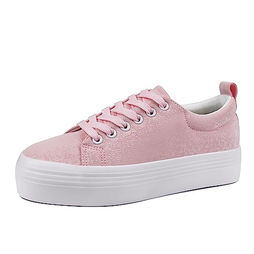 Image of JABASIC Women Lace Up Platform Sneakers Comfortable Casual Fashion Sneaker Walking Shoes
