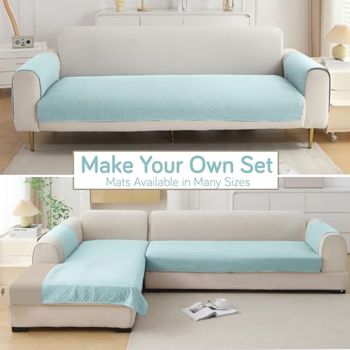 Image of HOKIPO Polyester Quilted Sofa Cover Mats For 1 /2 /3 Seater Sofa And L Shape. Make Your Own Sofa Cover Set, Mat Length 90(D) X 60(L) Cm, Light Sky Blue (In-716-Lsbl)