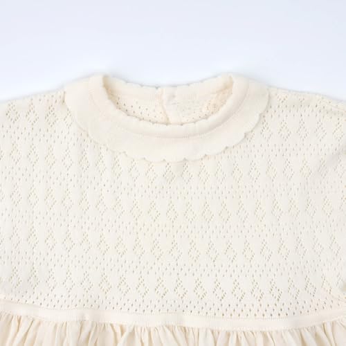 HOOLCHEAN Baby Toddler Girl Knit Tunic Top Dress-Style Cotton Shirt with Ruffle Collar and Embroidered Hem3