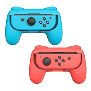 TALK WORKS Comfort Grips for Nintendo Switch Joy-Con – Secure Fit Gaming Controller Grips, Gamer Accessories for Joy-Con, Handheld Joystick Remote Control Holder Joy-Con Kit – Blue/Red Combo (2 Pack)