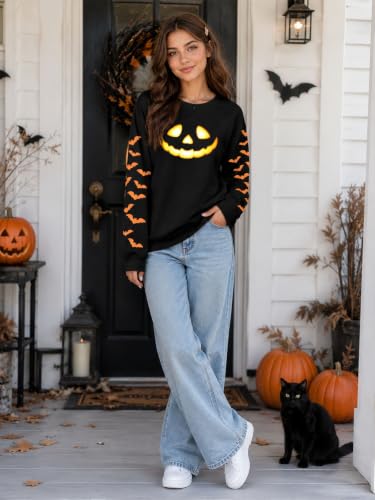 Eatbook Halloween Sweatshirt for Women Ghost Pumpkin Graphic Pullover Tops - image 4