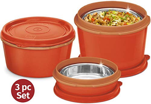 MILTON Bento Lunch Box Set - 3 MICROWAVEABLE Stainless Steel Meal Prep Containers