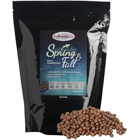 The Pond Guy Spring & Fall Wheat Germ Fish Food for Koi & Goldfish, Premium Cold Weather Floating Pellets, Healthy Formula for Winter Nutrition, 2 lbs Cover