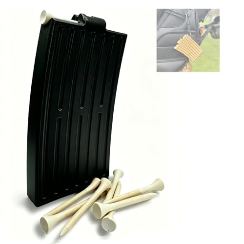 For Automatic Golf Tee Holder Three Color Automatic Golf Tee Magazine Dispenser With 18 Tee Slots Golf Tee Holder For Bag Tee Box Golf Accessories Gift (Black, 3.25')