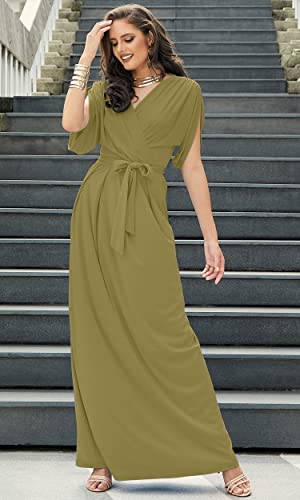 Image of KOH KOH Womens Long Sleeveless Halter Bridesmaid Wedding Guest Maxi Dress