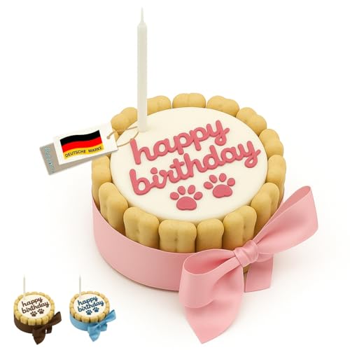 PetLove Torta di Compleanno Rosa per Cani • Happy Birthday • Regalo per Cagnoline • 12 cm Artigianale • Senza Zucchero • Made in Italy
