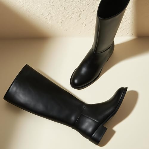 Mattiventon Knee High Boots Women Fashion Long Tall Boots with Round Toe Low Heel Side Zip Stretch Riding Boot for Fall Winter3