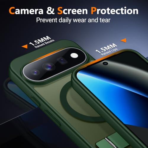 Image of SPIDERCASE for Google Pixel 11 Pro Case, Built-in Stand, Green | [3 Stand Ways] [Military Grade Drop Protection] Invisible Stand Shockproof Slim Case for Google Pixel 11 Pro