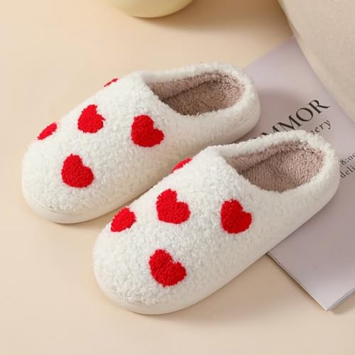 KEYUSHOP Love Slippers for Women Mens Fuzzy Heart Slippers Winter Couple Shoes Slip-On Preppy Slippers4