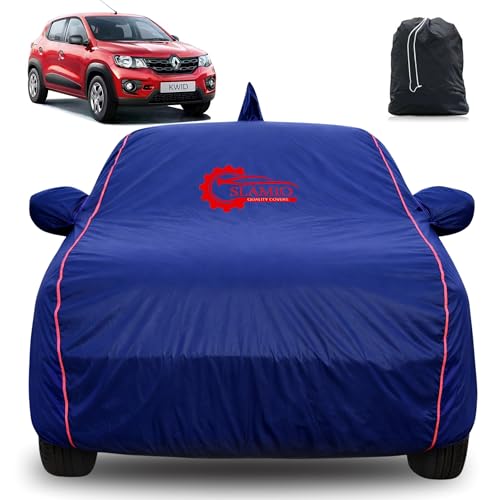Image of 100% Waterproof Car Cover for Renault's kwid 2015-2018 | All-Weather, Dustproof & UV Protection | Heavy-Duty 3-Layer Fabric | Custom Fit with Mirror & Antenna Pocket | Navy Blue