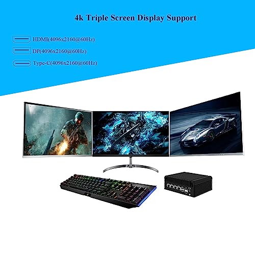 Image of Alder Lake-N i3-N305 Fanless Firwall Appliance with Win11,DDR5 4800MHz,16GB RAM 256G SSD, 4X Lans 3 Screens Display 4K Output HDMI /DP /Type-C Pocket Mini PC