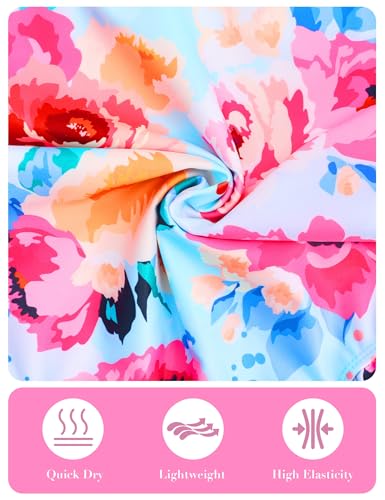 Image of Snowheart Girls Bathing Suit Toddler Swimsuit Girl Hawaiian Floral Ruffle One-Piece Breathable Swimwear 4-10T