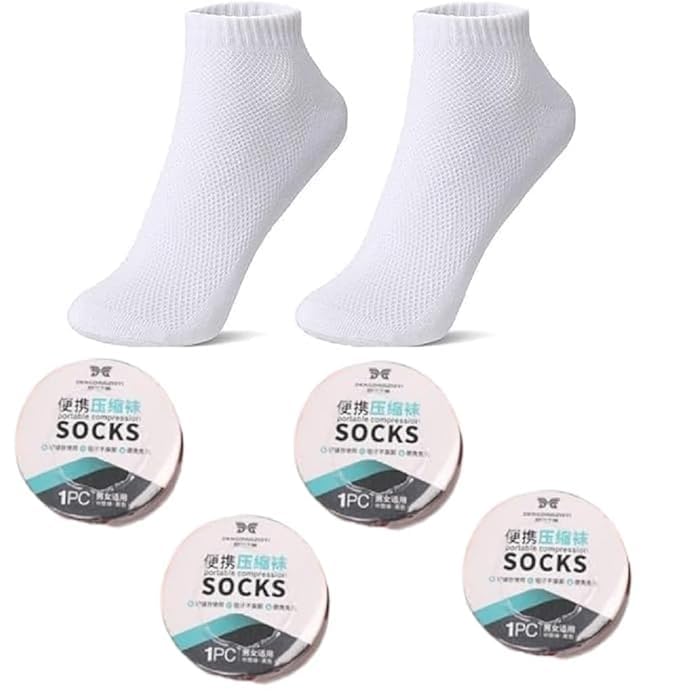 shri modeshwari enterprise SHRI MODESHWARI ENTEPRISE Disposable Compression Travel Socks Pair for Men Women, Portable And Breathable Cotton Socks | Compressed Socks for Travel, Business trip, Sports premium Socks(2 PACK)-picture-26