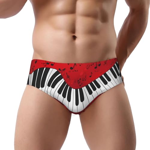 Men'S Triangle Briefs Piano Scores In Red Soft Comfortable Underwear Panties Briefs Underwear For Men2