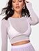 ADOME Sheer Tops for Women Mesh Crop Top Mesh Long Sleeve Shirt Blouse White M
