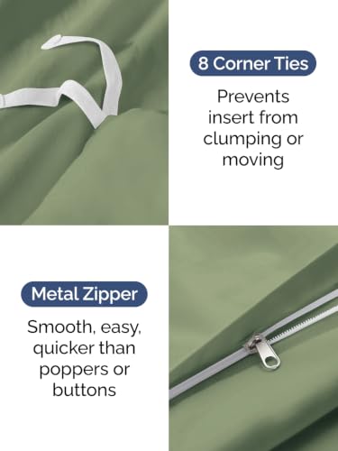 Image of Duvet Cover Super King Size - 3 Piece with Zipper Closure - Sage Green