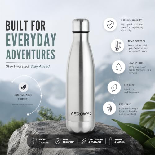 Image of 304 Stainless Steel Viva Insulated Flask 500ml | Hot & Cold 24 Hours | Double Wall, Lightweight, Leak Proof, BPA-Free Bottle | Ideal for Office, Gym, School & Travel (Matte Silver, Pack of 1)