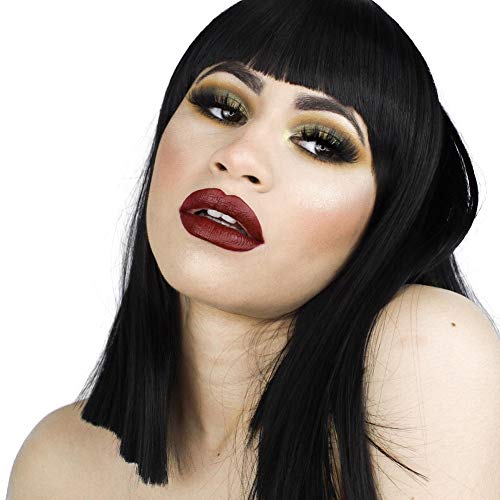 Morvally Short Straight Black Wig With Bangs Natural Looking Heat Resistant Hair Cosplay Costume Wigs thumb #1