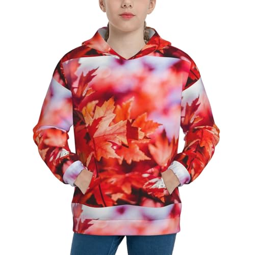 Autumn Pumpkins Fall Leaves Kid Hoodies Boys Sweatshirts Girls Pullover with Pocket