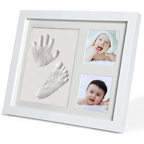 PewinGo Baby Footprint Kit,Baby Clay Hand and Footprint Kit,Newborn Baby Handprint Kit,Baby Keepsake Frames for First Mothers Day Gifts,Personalized Baby Shower Gifts for New Mom,New Parents Cover