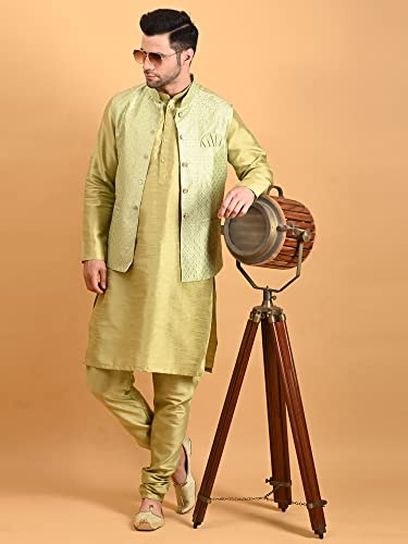 Image of Uri and MacKenzie Men's Silk Blend Kurta Pajama with Designer Ethnic Nehru Jacket /Modi Jacket