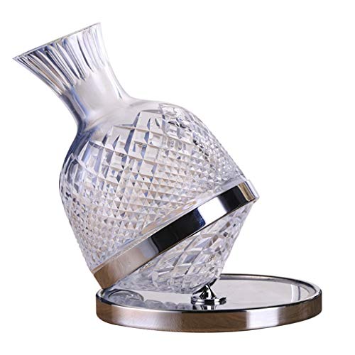 Decantadores De Vino Tinto De Cristal Vaso Dispensador De Vino De Gama Alta De Lujo Giratorio para El Hogar Lujo con Luz Superior De Cristal (Color : Clear, Size : 20 * 25cm)
